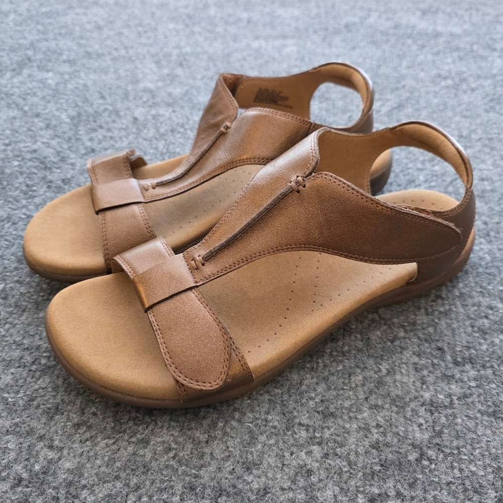 Taos Bronze Leather Gorpcore T-Strap Comfort Sandals Size 8